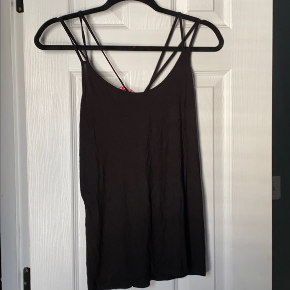New double zero black strappy tank